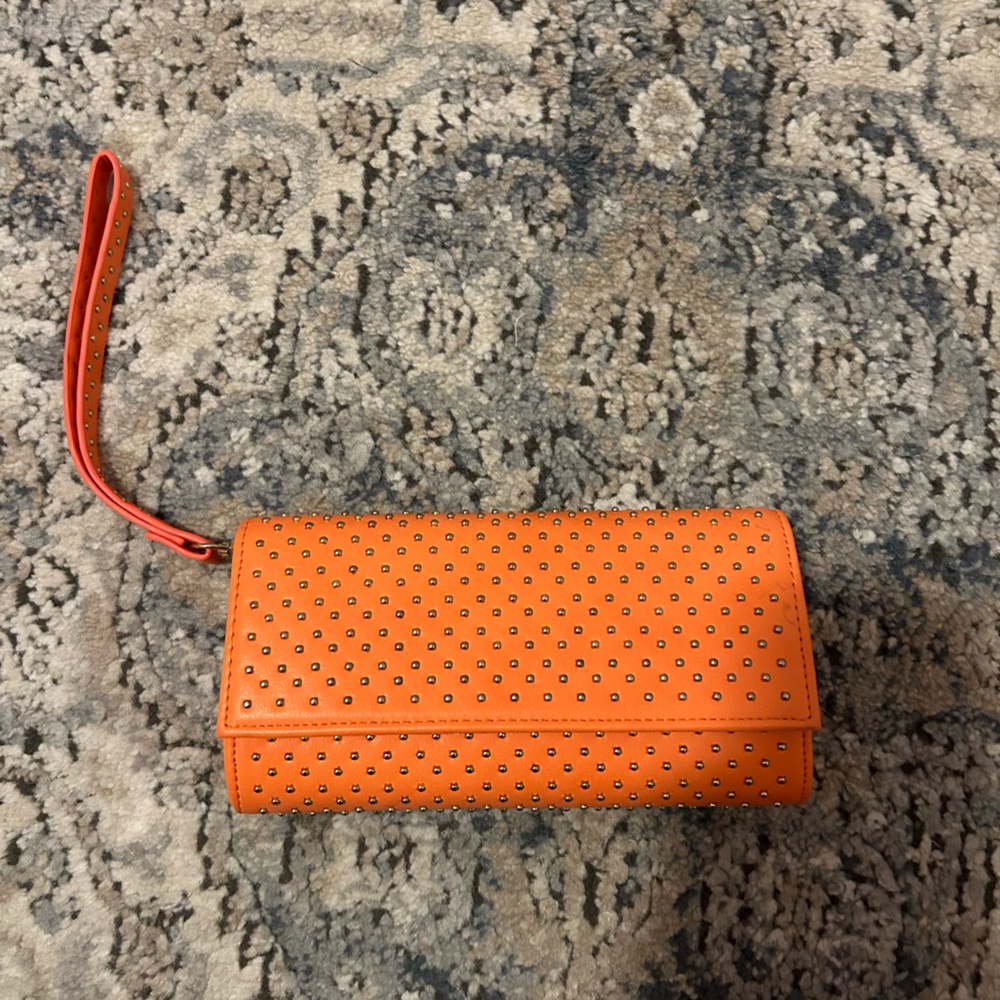 ORANGE STUDDED CLUTCH